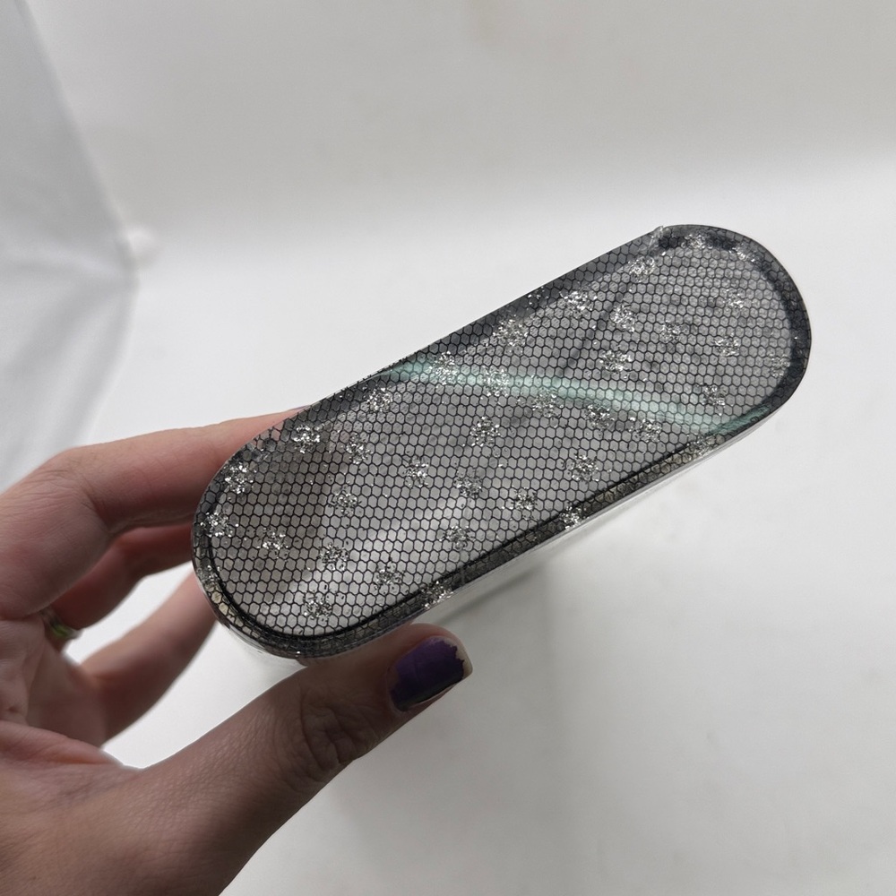 Vtg Wilardy Lucite Clutch Purse Clear Silver Confetti Acrylic 50s 60s Glitter - Picture 11 of 16
